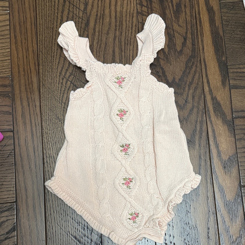 Pink Floral Knit Baby One-Piece Bodysuit
